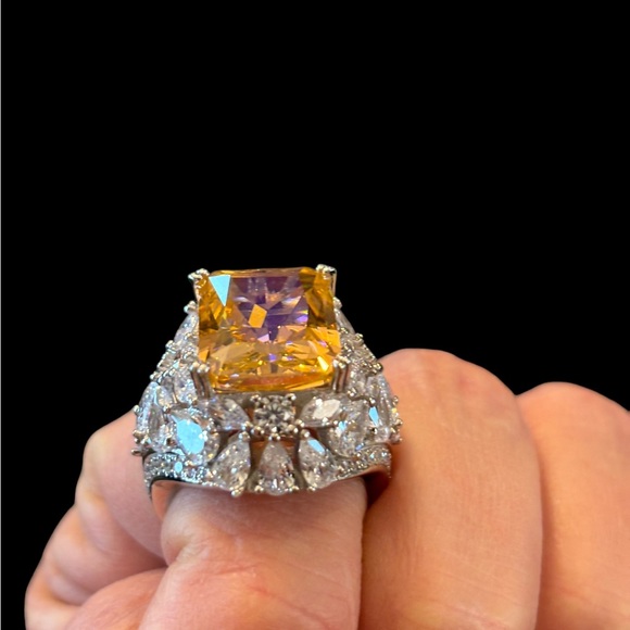 Large Morganite 925 Sterling Silver Cocktail Ring Size 7 - Picture 7 of 12